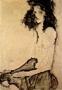 Egon Schiele Girl in Black oil on canvas